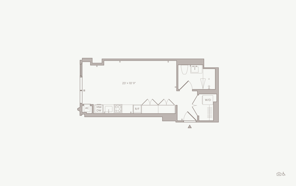 PH Medium Studio - Unit 2809 - Studio floorplan layout with 1 bathroom and 
