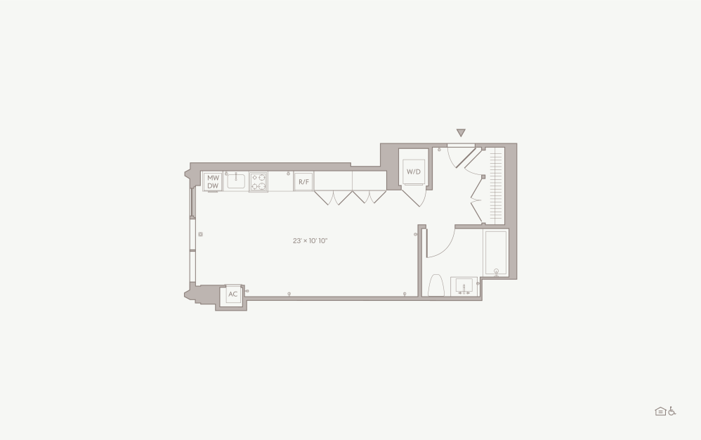 Large Studio - Unit 01 - Studio floorplan layout with 1 bathroom and  (Type A)