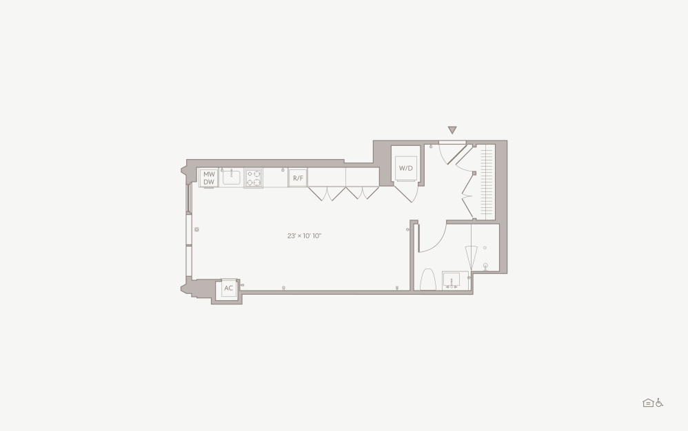Large Studio - Unit 01 - Studio floorplan layout with 1 bathroom and  (Type B)