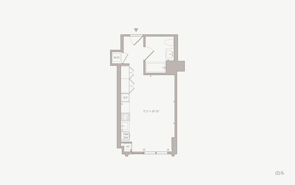 Medium Studio - Unit 11 - Studio floorplan layout with 1 bathroom and  (Type A)