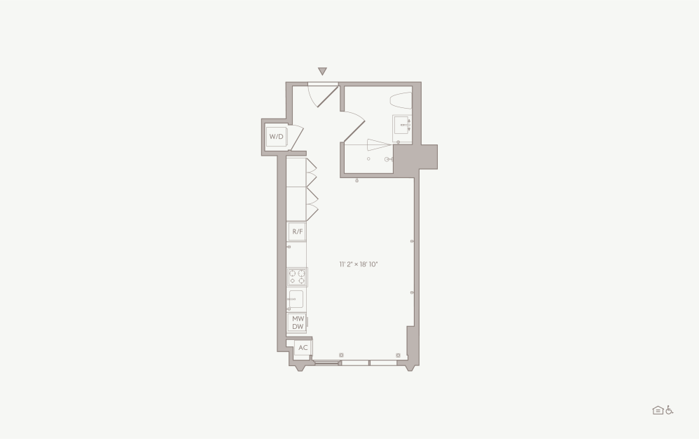 Medium Studio - Unit 11 - Studio floorplan layout with 1 bathroom and  (Type B)